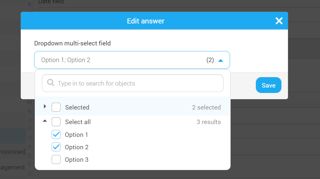 Manually arrange list of options in multi-select question